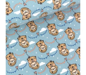 Designerstoff Biojersey Endless Love - stillwater blau